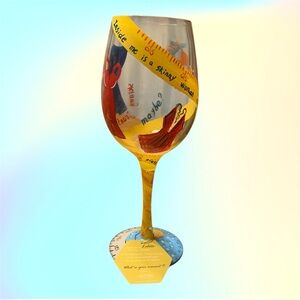 Lolita Love My Wine "Kind Of On A Diet" Glass Hand Painted 15oz W/Recipe